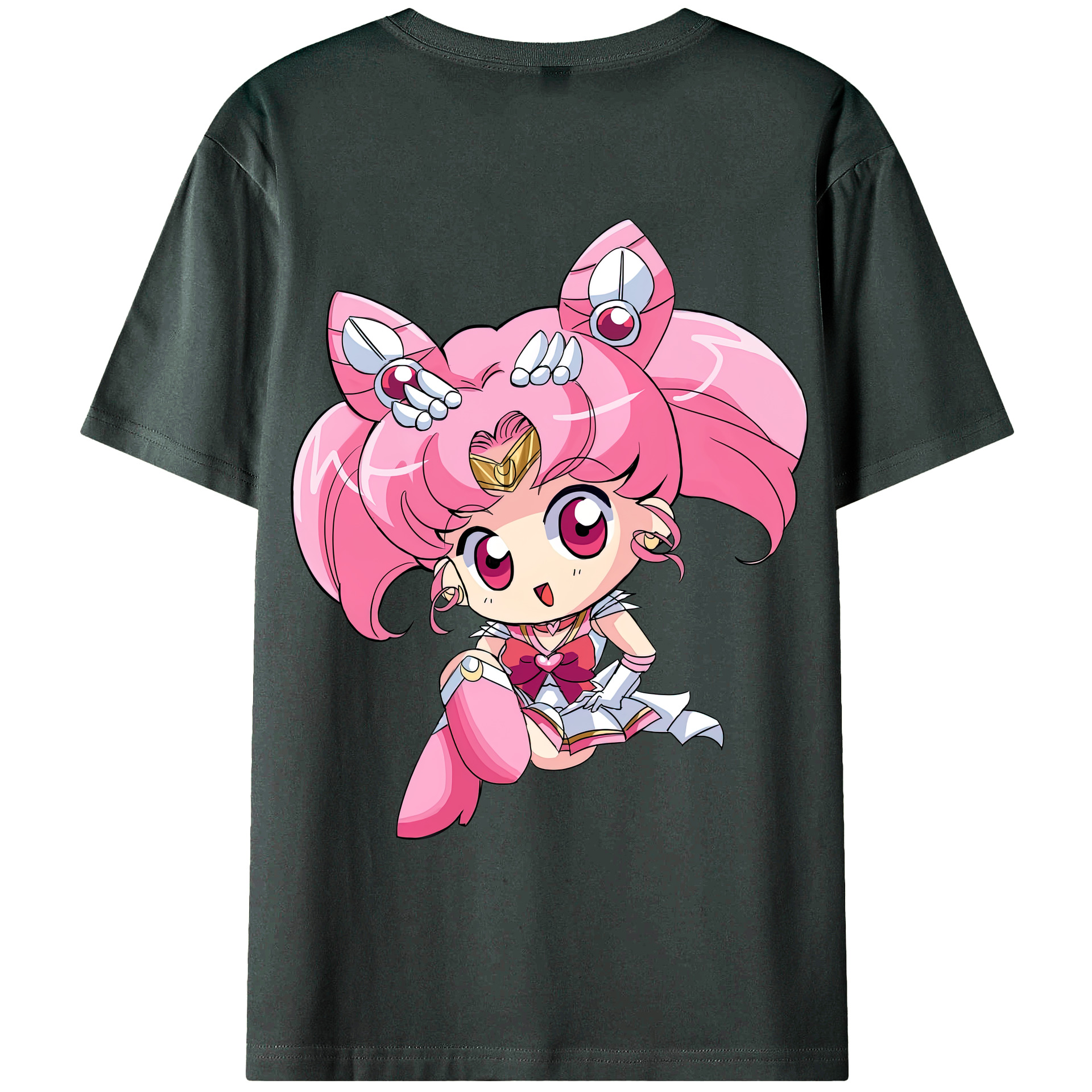（画像用） 美少女戦士セーラームーン ちびうさ Sailor Moon Chibiusa Tsukino Usagi Small Lady Serenity 綿100％ メンズ半袖Tシャツ（バックプリント） 通気性